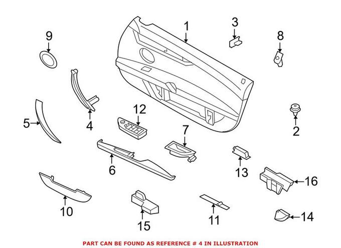 BMW Interior Door Pull Handle = Front Passenger Side Inner 51417216324